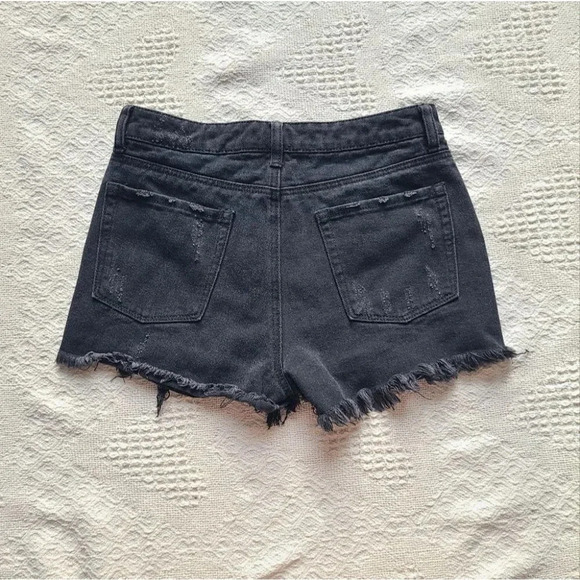 Dex, Distressed Cutoffs with Peekaboo Rose Embroidered Pockets. - Picture 2 of 8